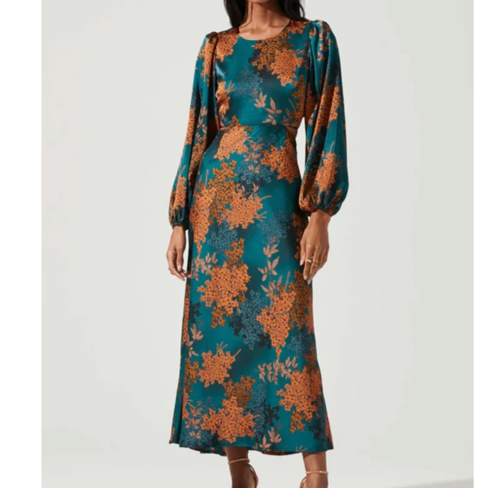 QUINN FLORAL CUTOUT MIDI DRESS ASTR THE LABEL SIZE SMALL
